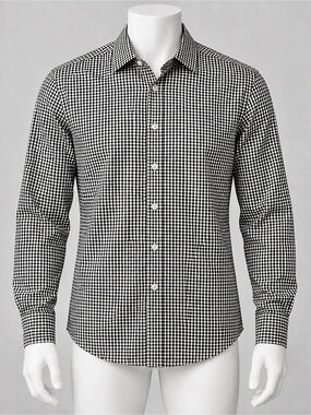 Buttoned Down Slim Stretch Button-Down Shirt Men's Checkered Shirt Size 16 34-35